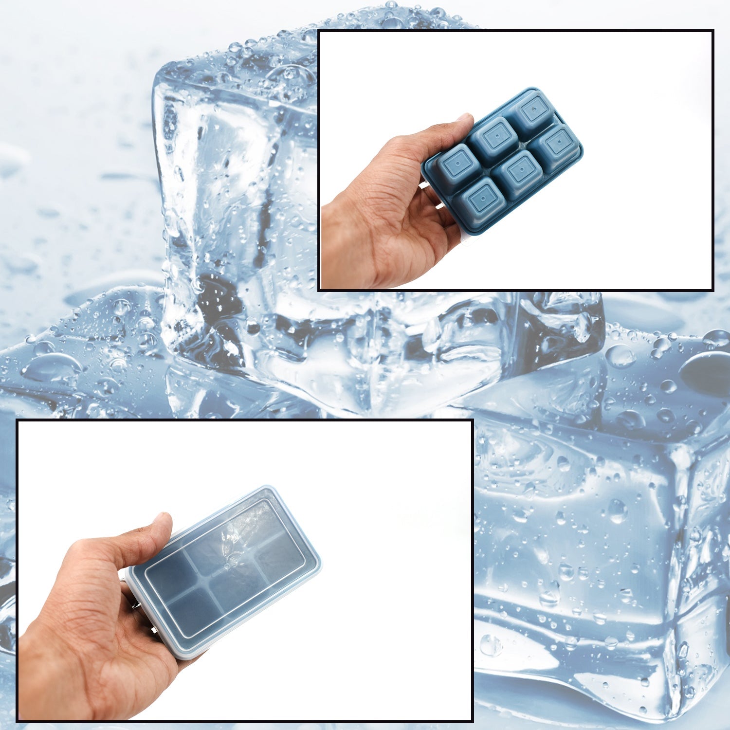 4741 6 Grid Silicone Ice Tray used in all kinds of places like household kitchens for making ice from water and various things and all. DeoDap