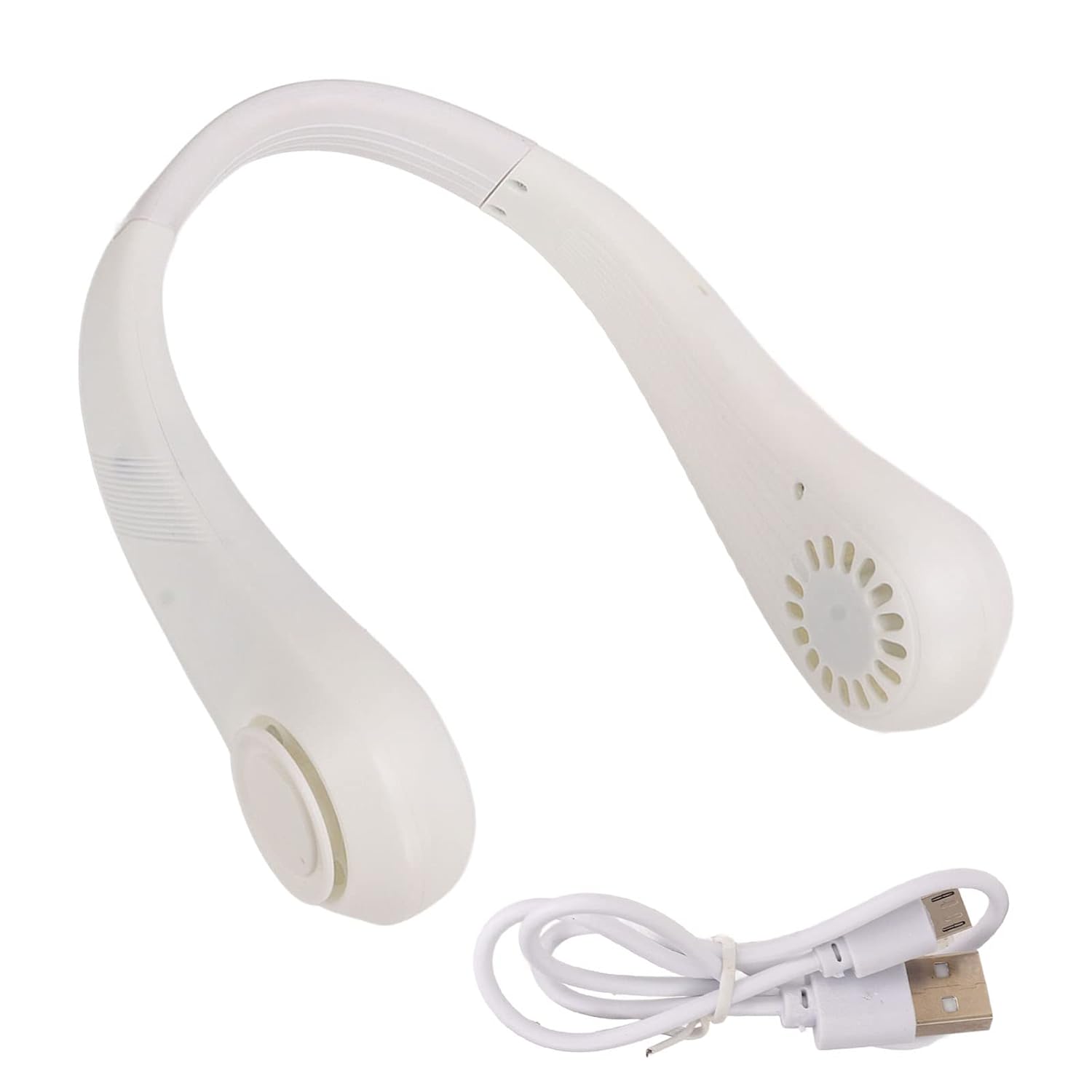 0876 Neck Fan, Portable and Wearable Personal Fan, USB Rechargeable, Headphone Design, Neckband Fan with 3 Speeds, suitable for outdoor family sports travel