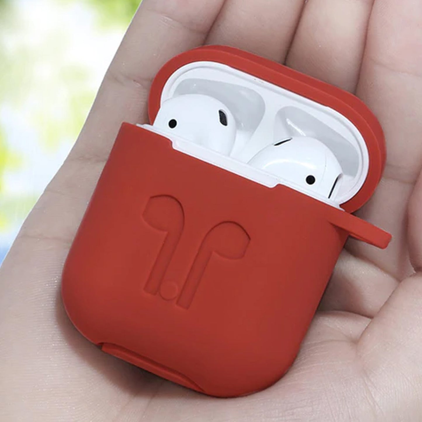 6473 Silicone Shockproof Protection Wireless Headphones Carrying Box Cover with Metal Keychain DeoDap