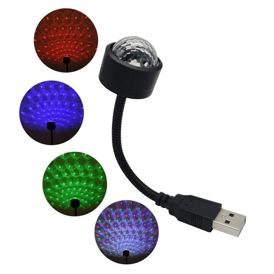7397 USB Star Night Light Projector and Mini Disco Ball Light, Adjustable Auto Roof Interior Car Ceiling Lights, Flexible Atmosphere Strobe Light Decorations for Bedroom Car Party Ceiling