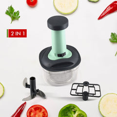 5902 PUSH CHOPPER MANUAL FOOD CHOPPER AND HAND PUSH VEGETABLE CHOPPER, CUTTER, MIXER SET FOR KITCHEN WITH 3 STAINLESS STEEL BLADE. DeoDap