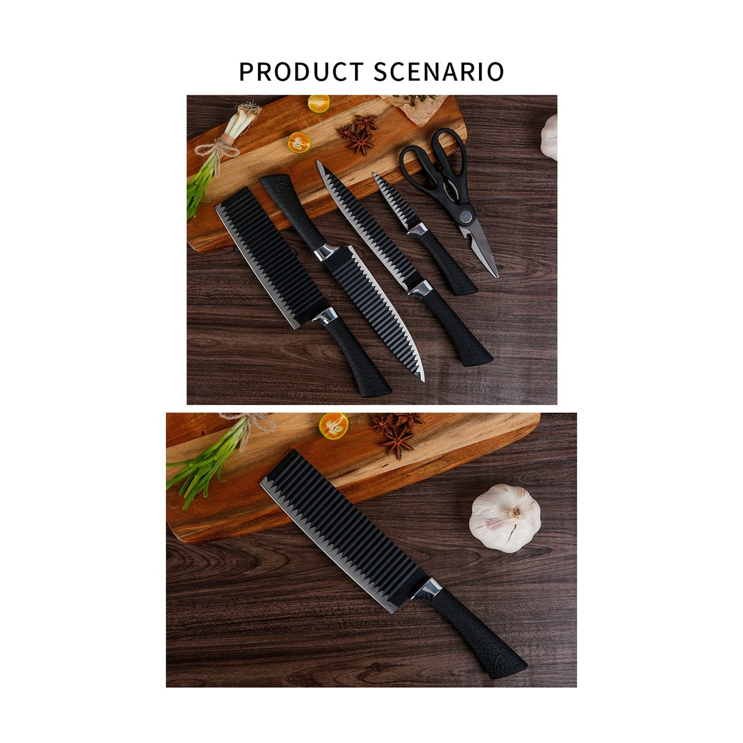 2285 Stainless Steel Knife Set With Chef Peeler And Scissor (6 Pieces) DeoDap
