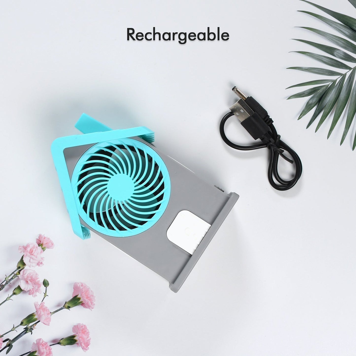 4799 Mini House Fan House Design Rechargeable Portable Personal Desk Fan For Home , Office & Kids Use DeoDap