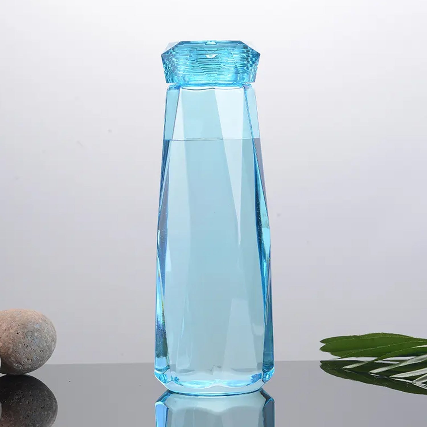 5213 Glass Fridge Water Bottle Plastic Cap With Two Water Glass For Home & Kitchen Use DeoDap