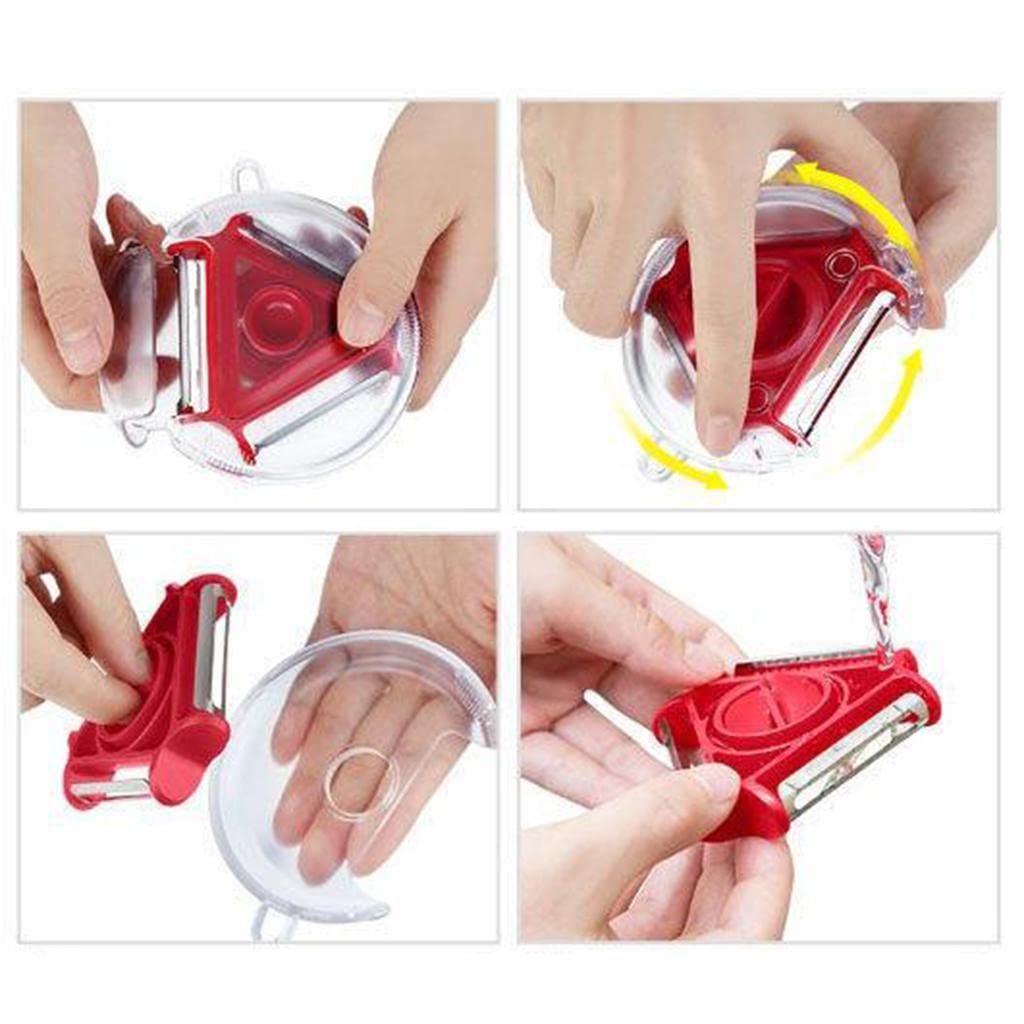 2774A  3 in 1 Multi Function Three Use Rotary Hanging Round Planer Peeler and Cutter Vegetable Slicer Kitchen Tools Kitchen Gadgets DeoDap