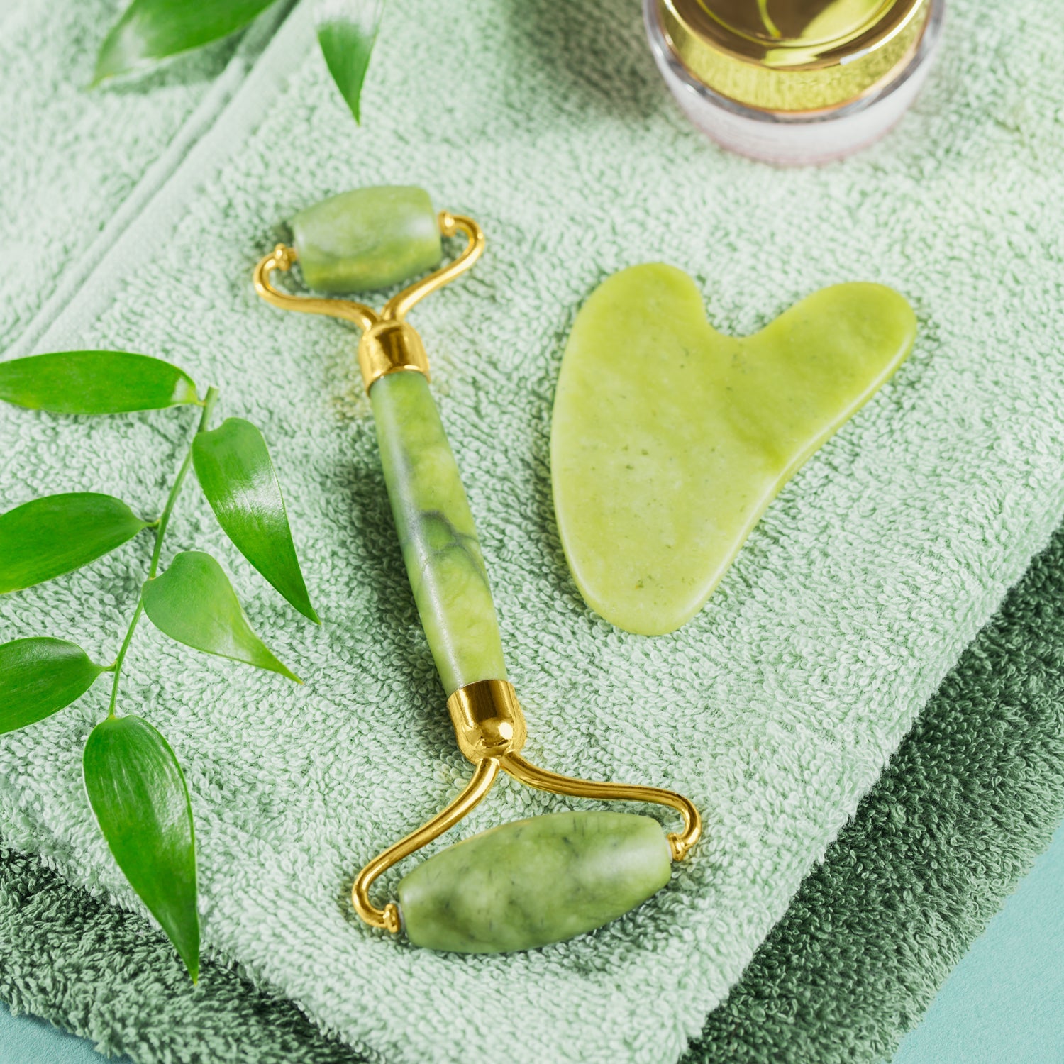 0318 Gua Sha Stone and Anti Aging Jade Roller Massager for Face Massage Natural Face Skincare Massager & Face Roller Massager for Women | Face Shaper Jade Roller and Gua Sha Set for Glowing Skin