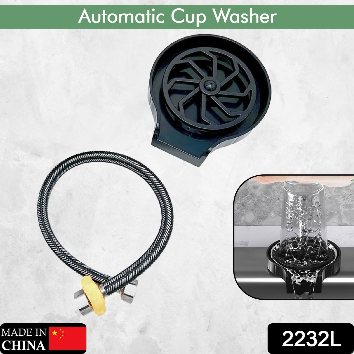 2232L Automatic Cup Washer or Glass Rinser for Kitchen Sink, Black Kitchen Sink Cleaning Spray Cup Washer, Bar Glass Washer. (loose) DeoDap