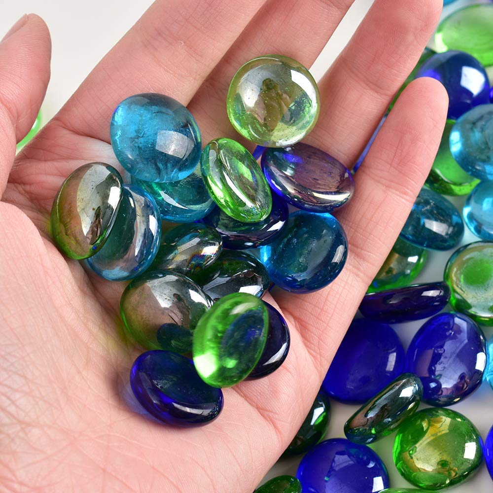 4980 Glass Gem Stone, Flat Round Marbles Pebbles for Vase Fillers, Attractive pebbles for Aquarium Fish Tank. DeoDap