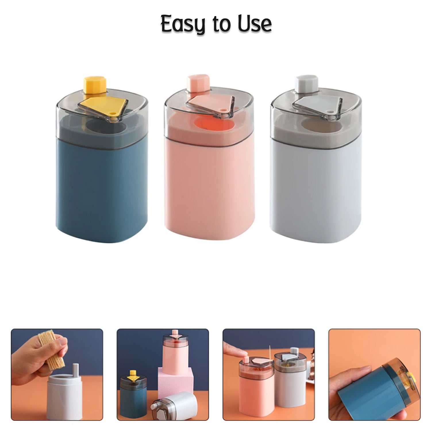 4005L Toothpick Holder Dispenser, Pop-Up Automatic Toothpick Dispenser for Kitchen Restaurant Thickening Toothpicks Container Pocket Novelty, Safe Container Toothpick Storage Box. DeoDap