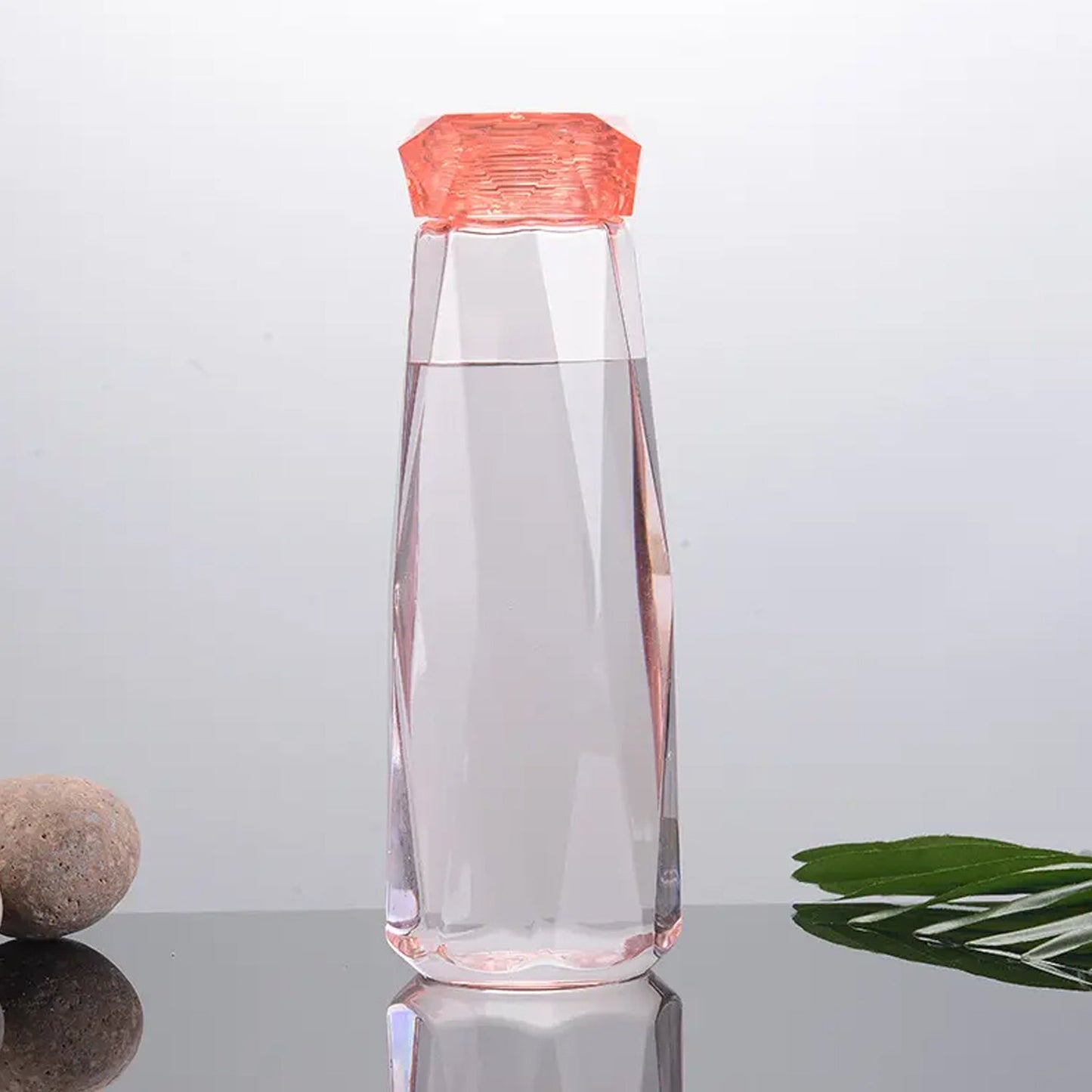 5213 Glass Fridge Water Bottle Plastic Cap With Two Water Glass For Home & Kitchen Use DeoDap