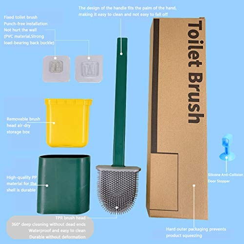 1410 Silicone Toilet Brush with Holder Stand  for Bathroom Cleaning DeoDap