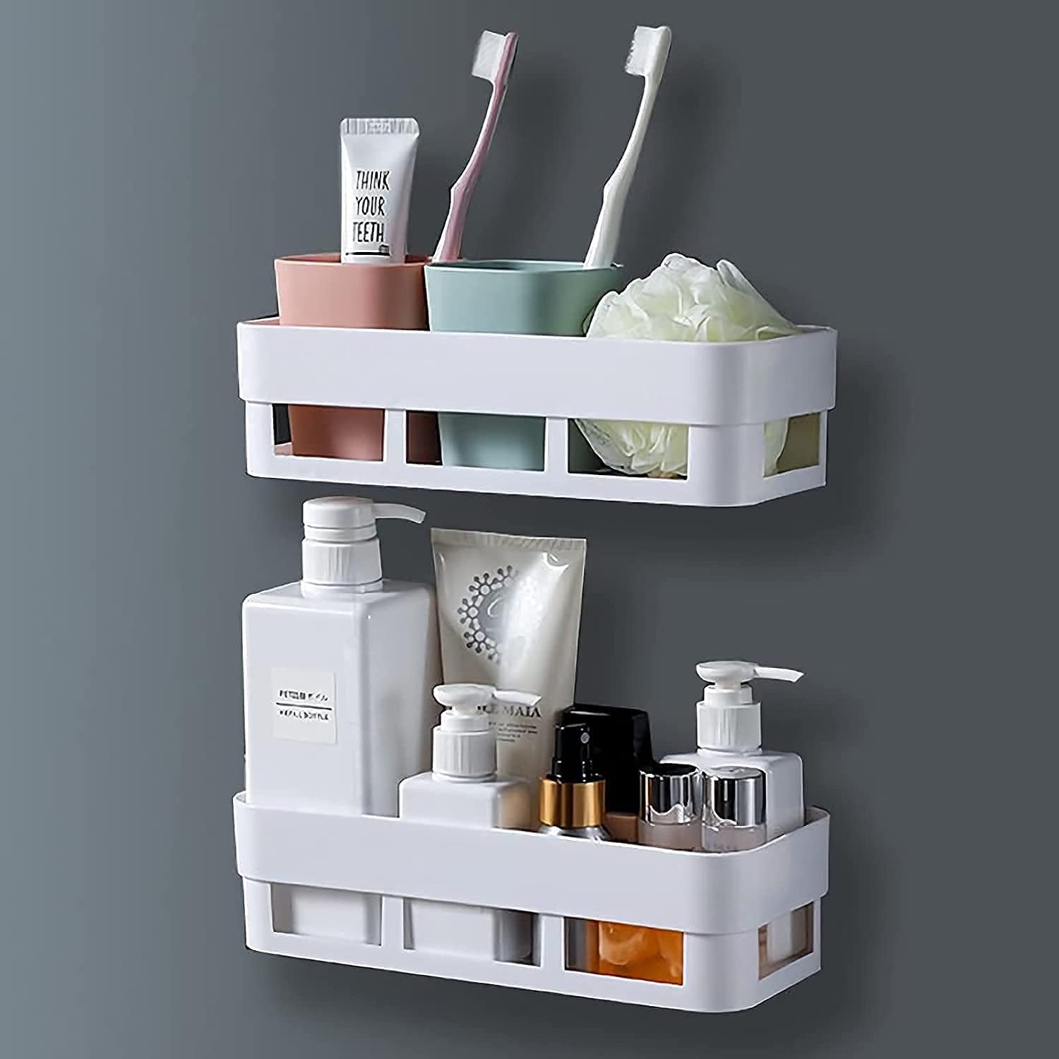 4029 ABS Plastic Shower Corner Caddy Basket Shelf Rack with Wall Mounted Suction Cup for Bathroom Kitchen DeoDap