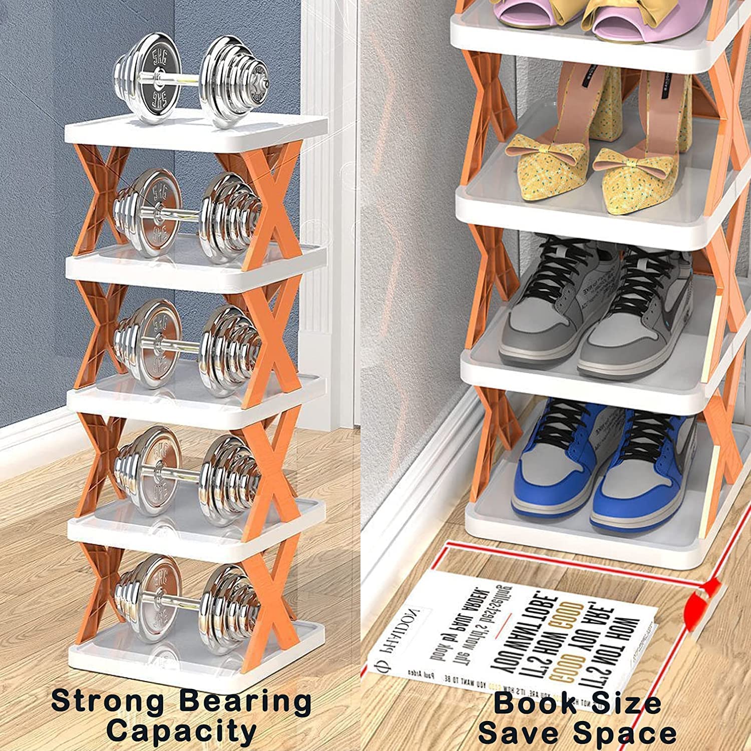 9054A  5 Tier Shoes Stand, Shoe Tower Rack Suit for Small Spaces, Closet, Small Entryway, Easy Assembly and Stable in Structure, Corner Storage Cabinet for Saving Space DeoDap