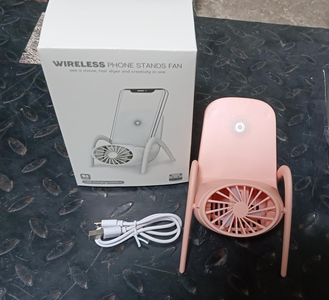 4814 Portable Mobile Phone Holder Fan  Personal Fan Multi- Function Fan Handheld Charging Fan (Battery Not Include)