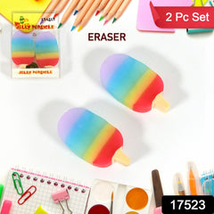 17523 Jelly Popsicle Shape Fancy & Stylish Erasers, Mini Eraser Creative Cute Novelty Eraser for Children Eraser Set for Return Gift, Birthday Party, School Prize (2 Pc Set)