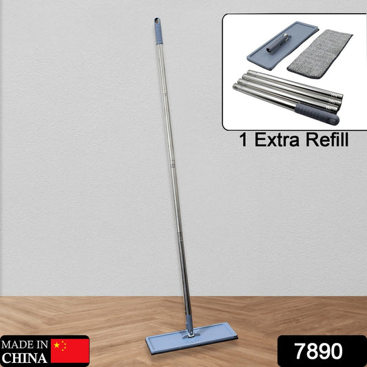 7890 High Quality Flat Mop Floor Cleaning Mop With Extra Refill 360° Rotating Microfiber Dust Mop, Hardwood Floor Mop, Dust Flat Mop, for Home/ Office Floor Cleaning Reusable Dust Mops