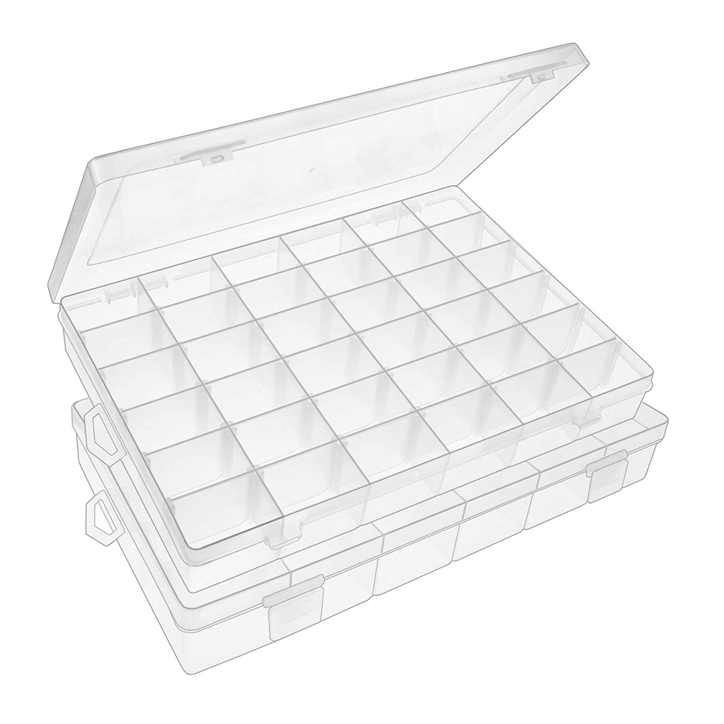 7673  36 Grids Clear Plastic Organizer Box with Adjustable Compartment Dividers, Jewellery Storage Organizer Collection Box (1 pc ) DeoDap