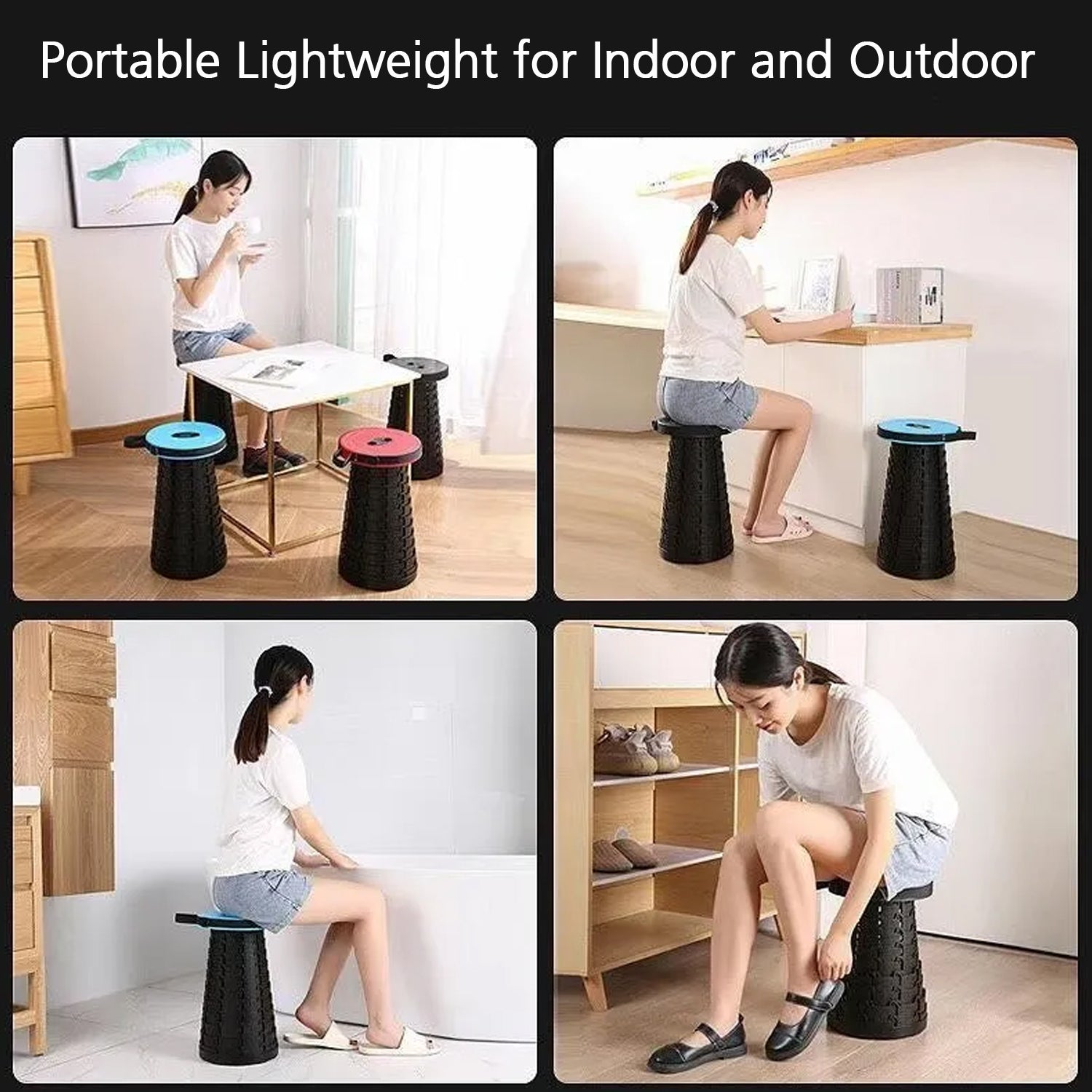 2169 Foldable Retractable Height Adjusting Stool Space Saving Telescopic Stool for Fishing Hiking Stool for Adults and Kids. DeoDap