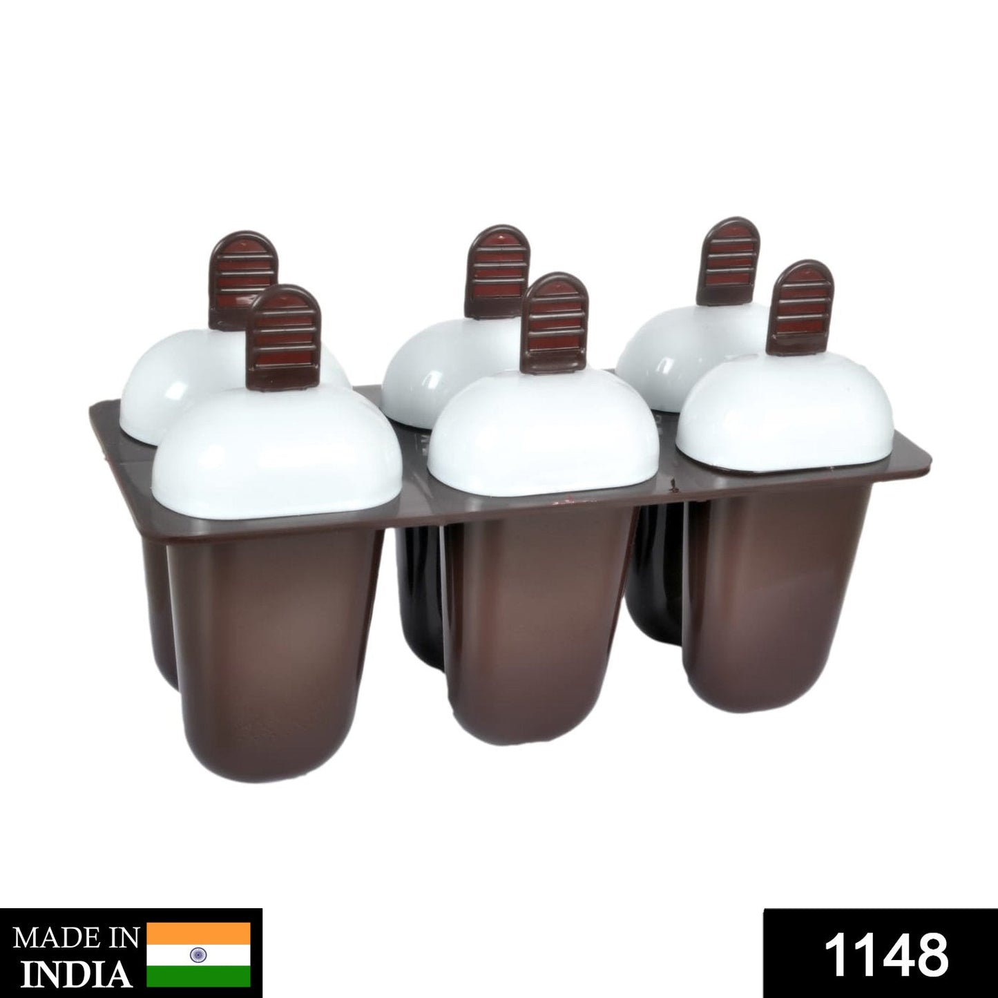 1148 Plastic Ice Candy Maker Kulfi Maker Moulds Set with 6 Cups (Multicolour) DeoDap