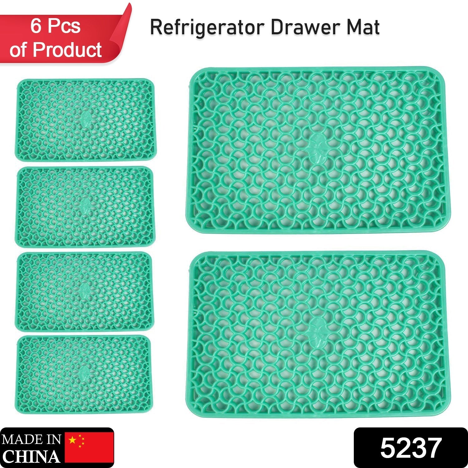 5237 Waterproof PVC Refrigerator Drawer Mats/ Multipurpose Mats/Fridge Mats Set of 6 Pcs DeoDap