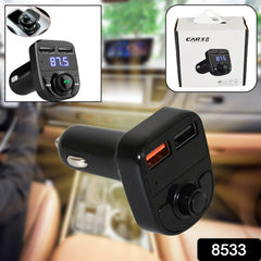 8533 CAR-X8 Bluetooth FM Transmitter Kit for Hands-Free Call Receiver / Music Player / Call Receiver / Fast Mobile Charger Ports for All Smartphones with 3.1A Quick Charge Dual USB Car Charger