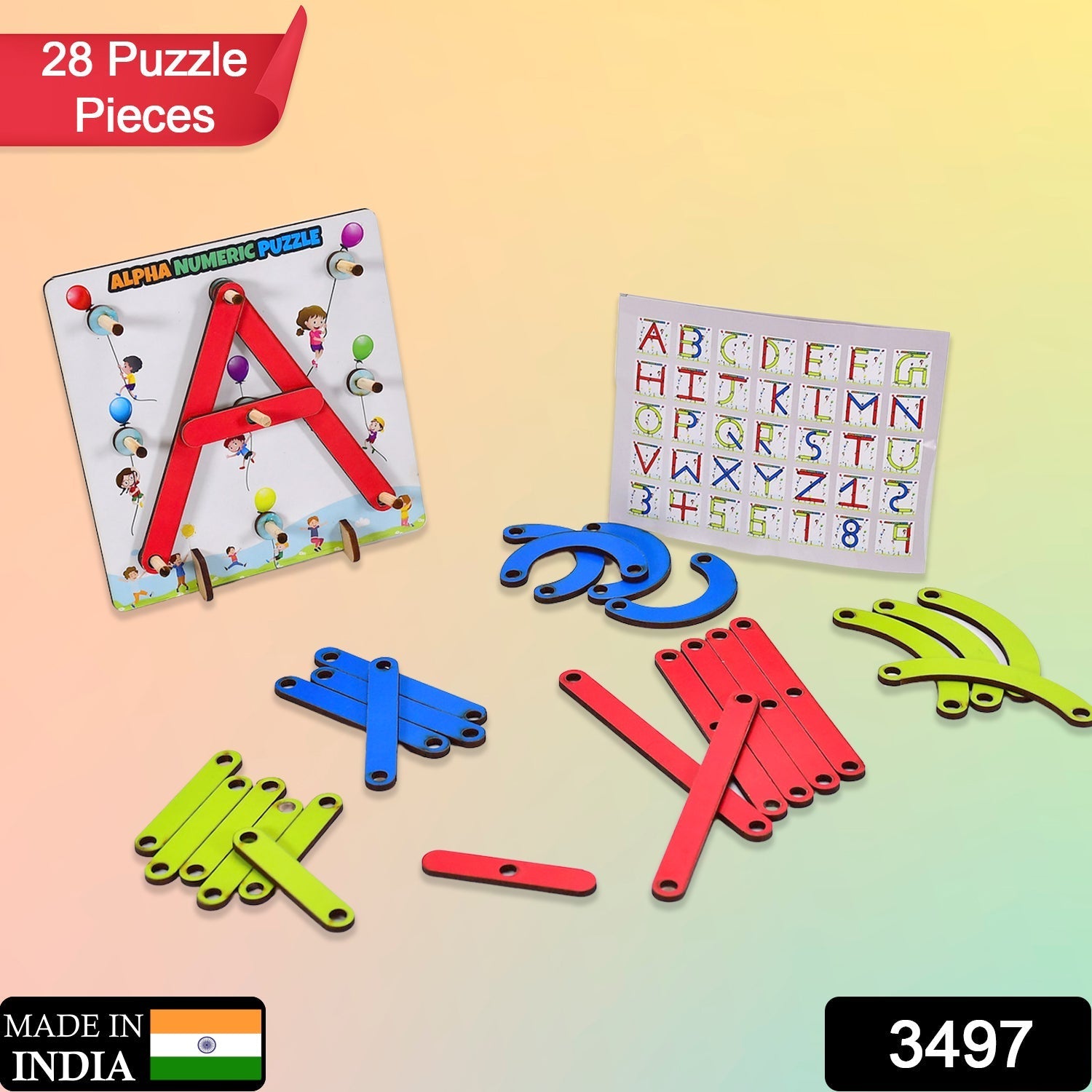 3497 Alpha Numeric Puzzle Construction Puzzle Toys For Kids 3+ Years For Teaching Letters, Numbers Amd-Deodap