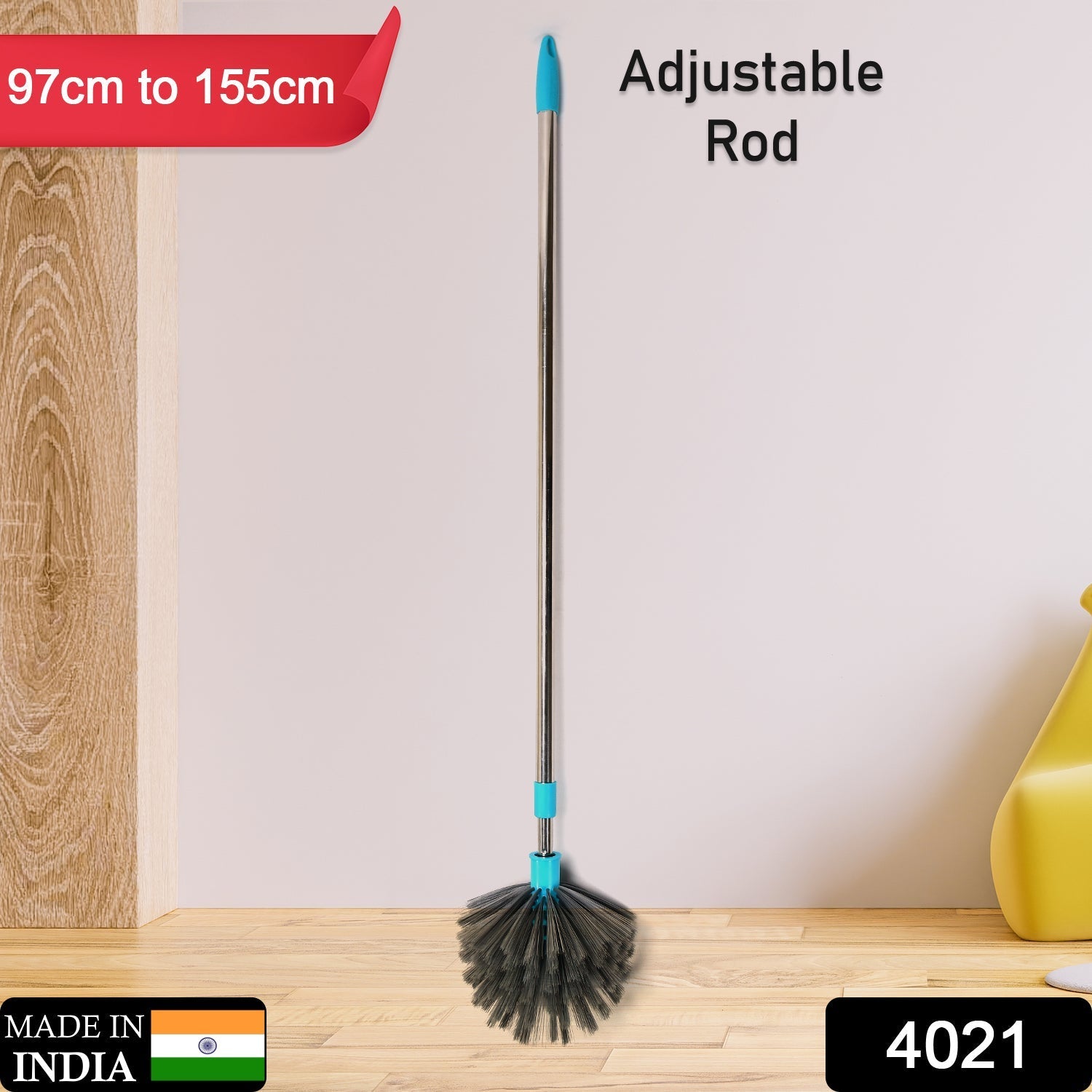 4021 Cobweb Brush With Stainless Steel Strong Long Extendable Handle for Dusting, Ceiling Cobweb Cleaning, Brush for Lights, Fans & Webs Cleaning for Home/Kitchen DeoDap