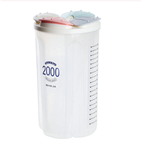 766 Kitchen Storage - Transparent Sealed Cans/Jars/Storage Box 4 Section DeoDap