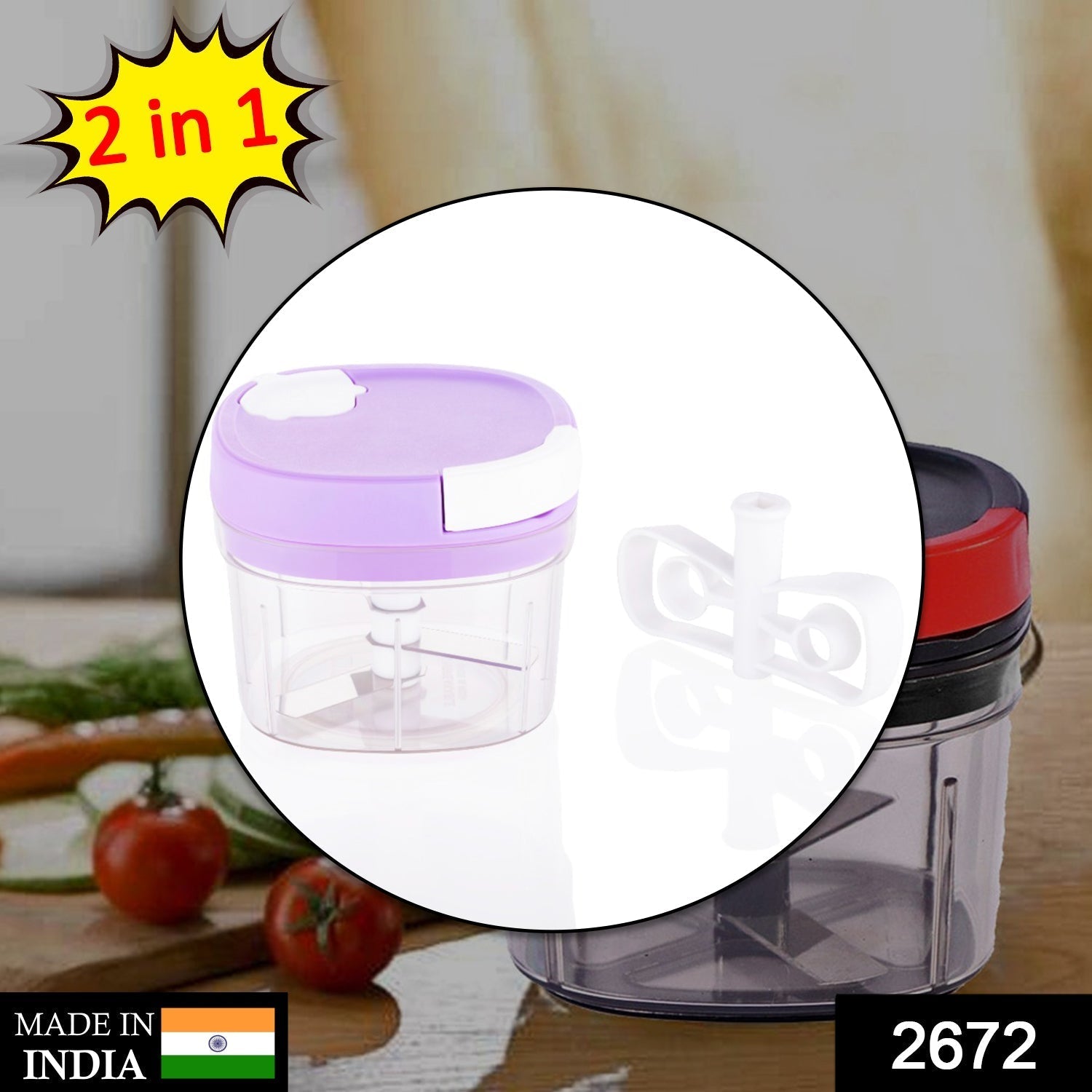 2672 2in1 Handy Chopper And Slicer For Home & kitchen (600ML Capacity) DeoDap