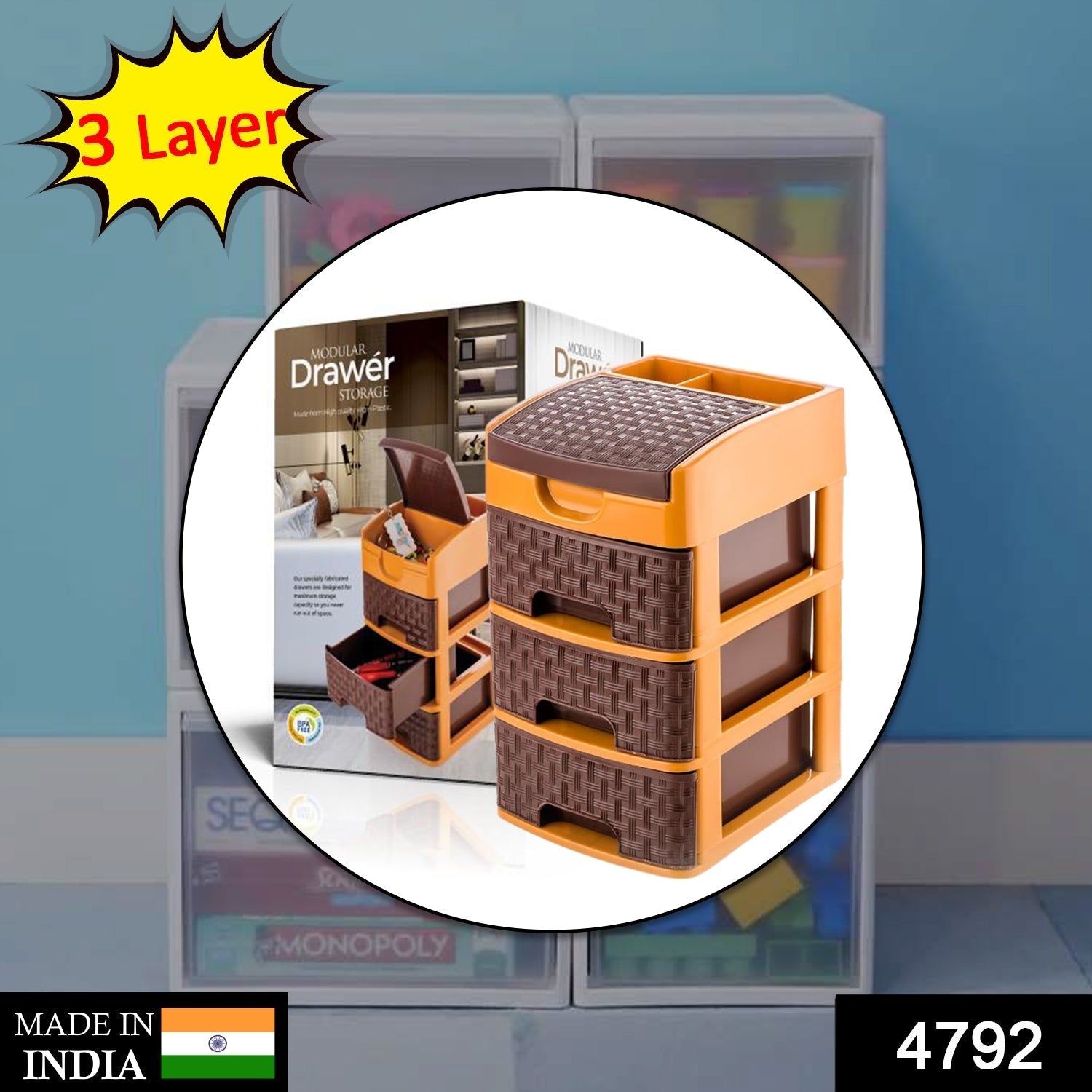 4792 Mini 3 Layer D Storage used in all kinds of household and official places for storing of various types of stuffs and items etc. DeoDap