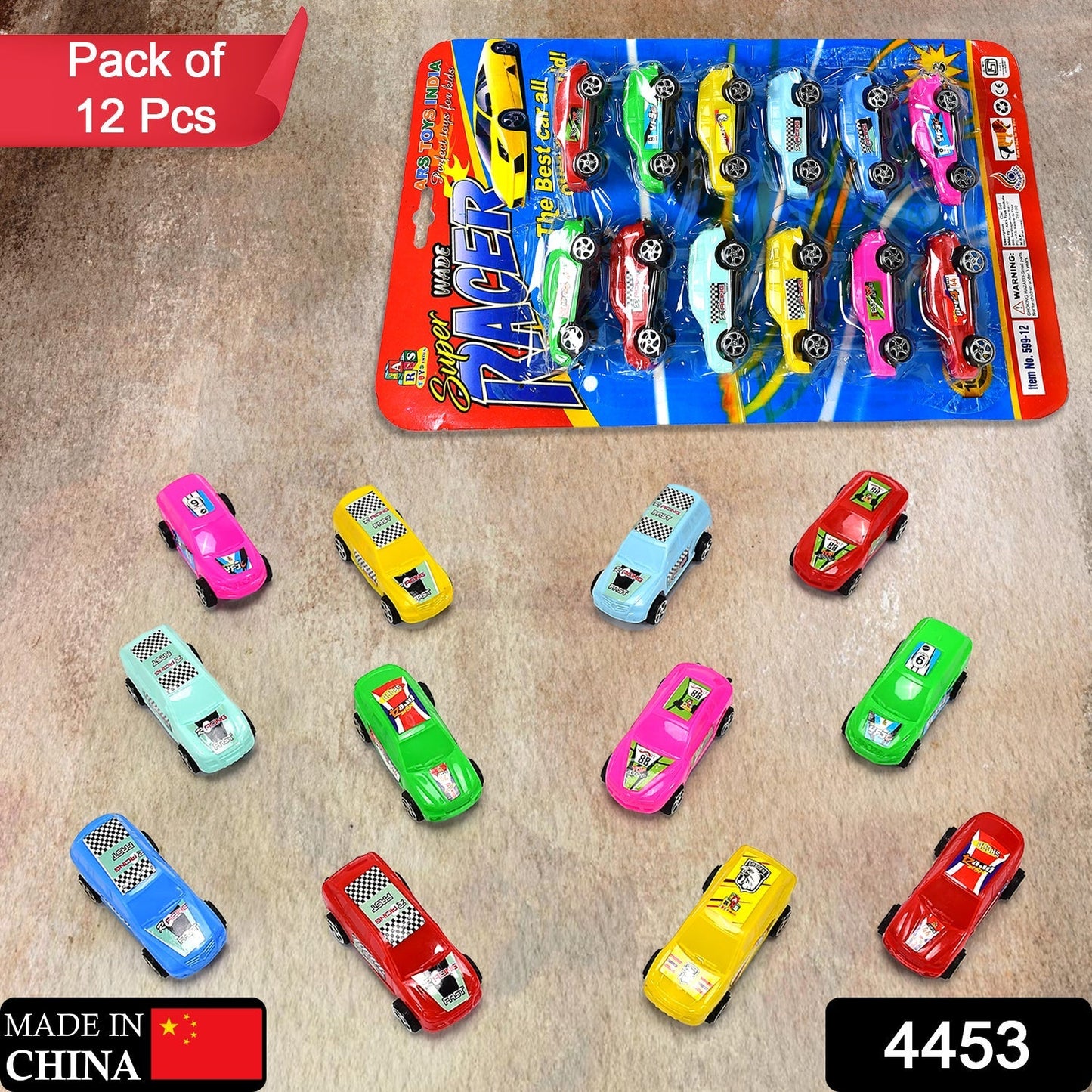 4453 Super City Car Racer Toy For Boys and Girls Pull Push Vehicle Car (Set Of 12Pcs)  (Multicolor) DeoDap