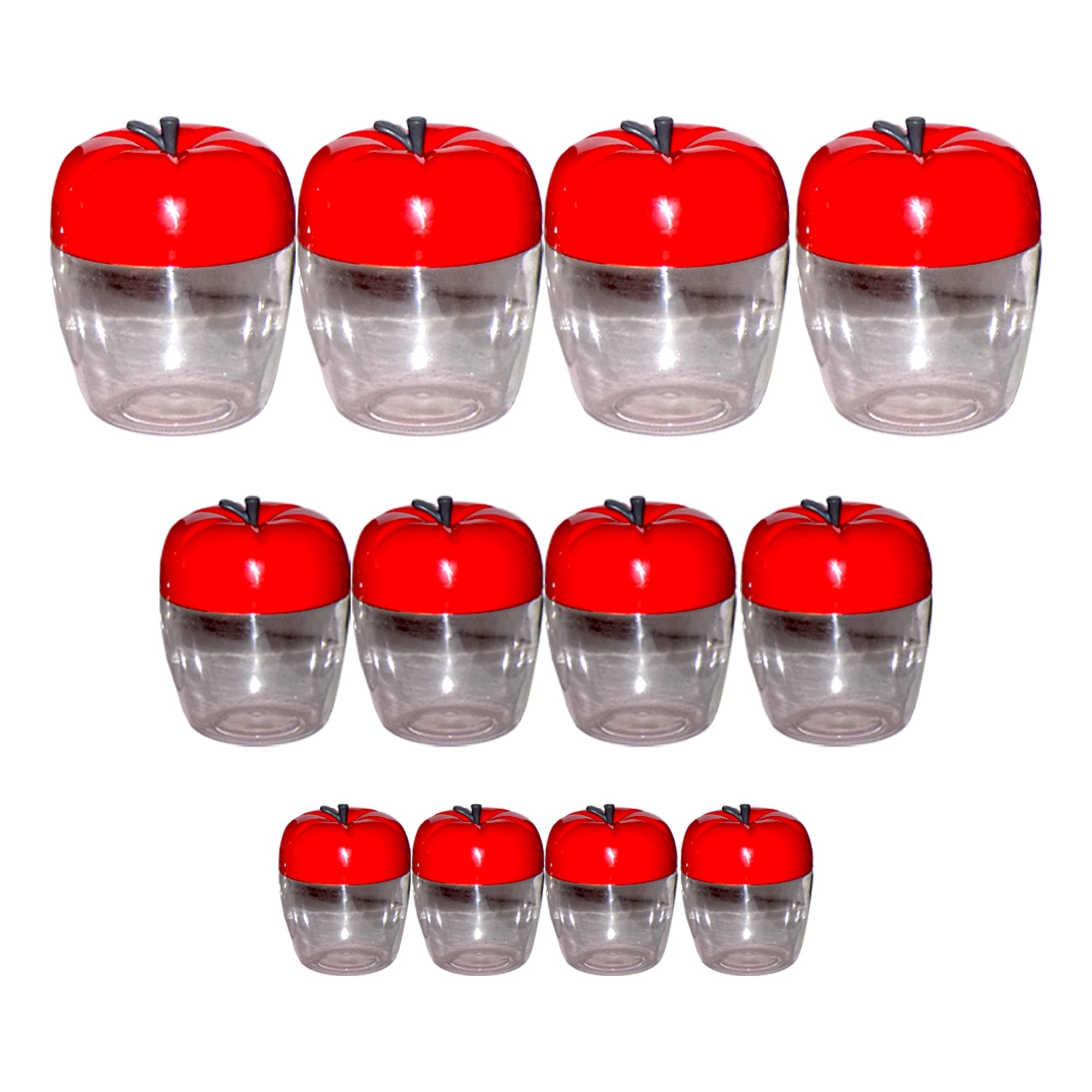 2274 Air Tight Apple Shape Storage Container - 500 ml, 800 ml and 1500 ml (4 Pcs Each Size, 12 Pcs) DeoDap