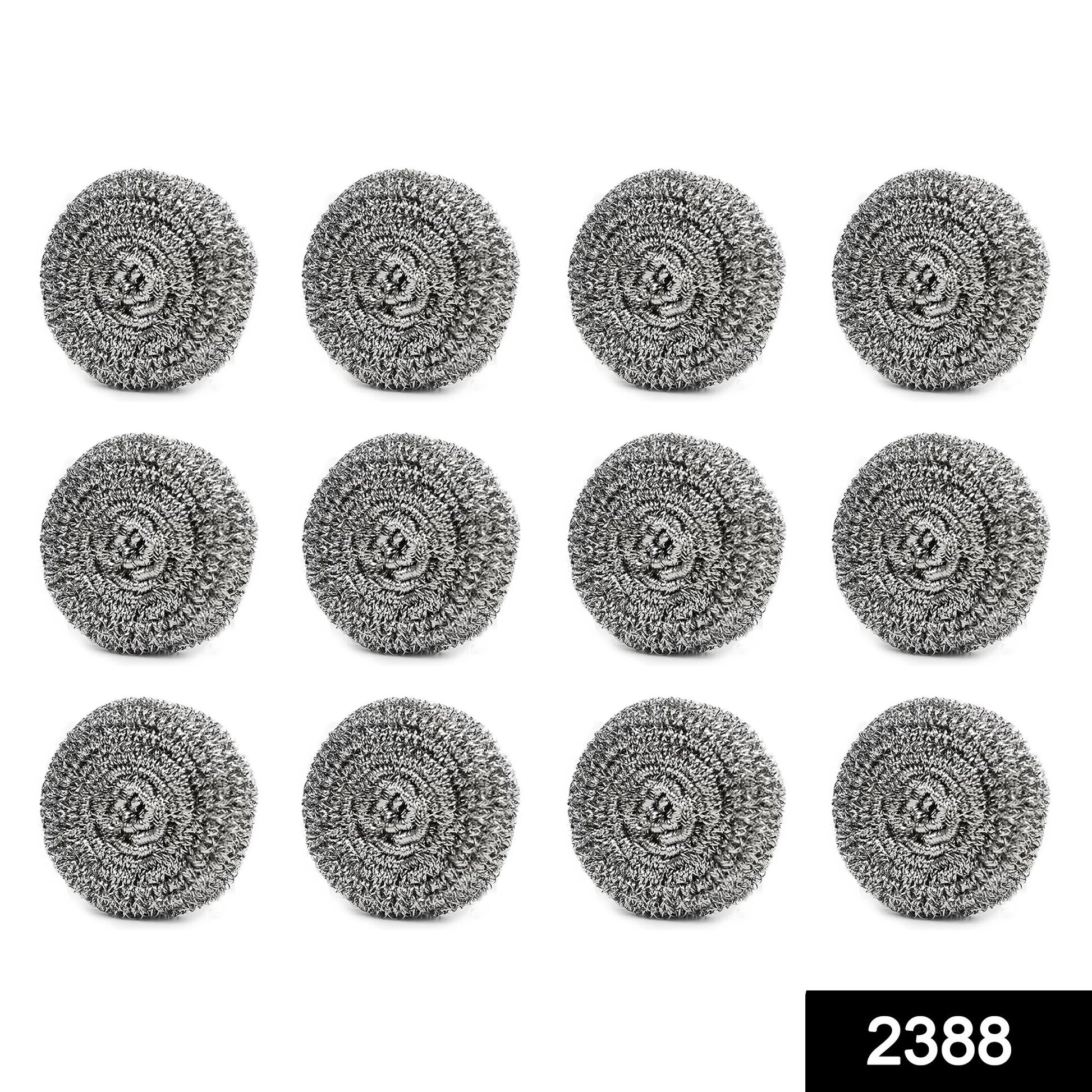 2388 Round Shape Stainless Steel Ball Scrubber (Pack of 12) DeoDap