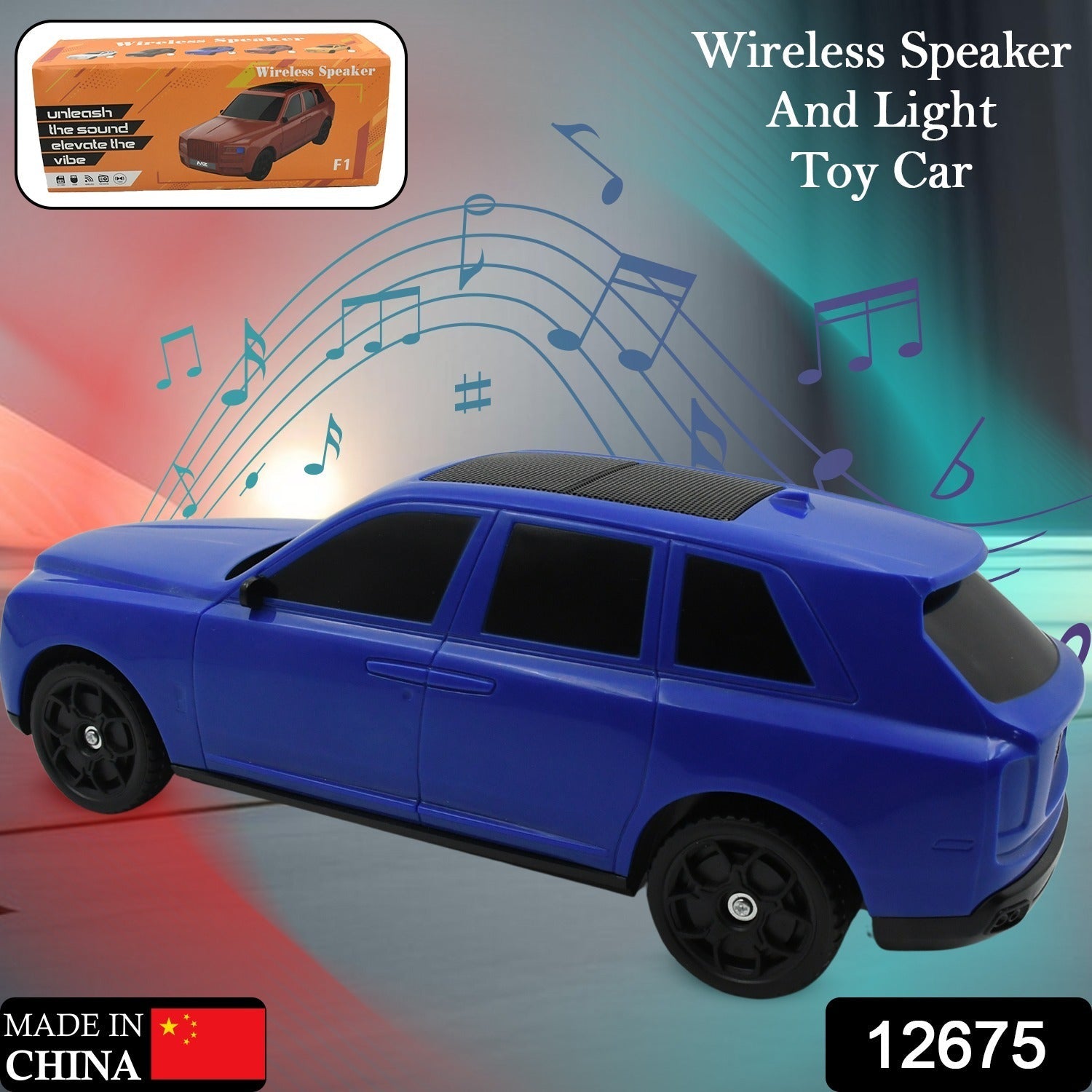 12675 Wireless Bluetooth Speaker Portable Car Shape Music Speaker Support Bluetooth, TF Card, USB, Fm Radio Function Unique Shape Car Speaker