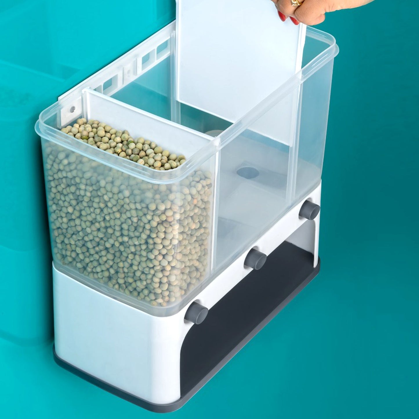 2550 Easy Flow Cereal Dispenser for Kitchen 3 in 1 Push Button Wall Mount Container DeoDap