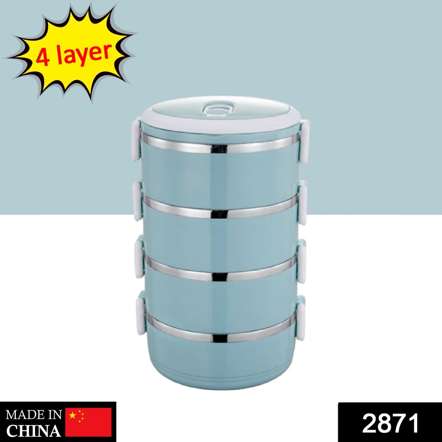 2871 Multi Layer Stainless Steel Hot Lunch Box (4 Layer) DeoDap