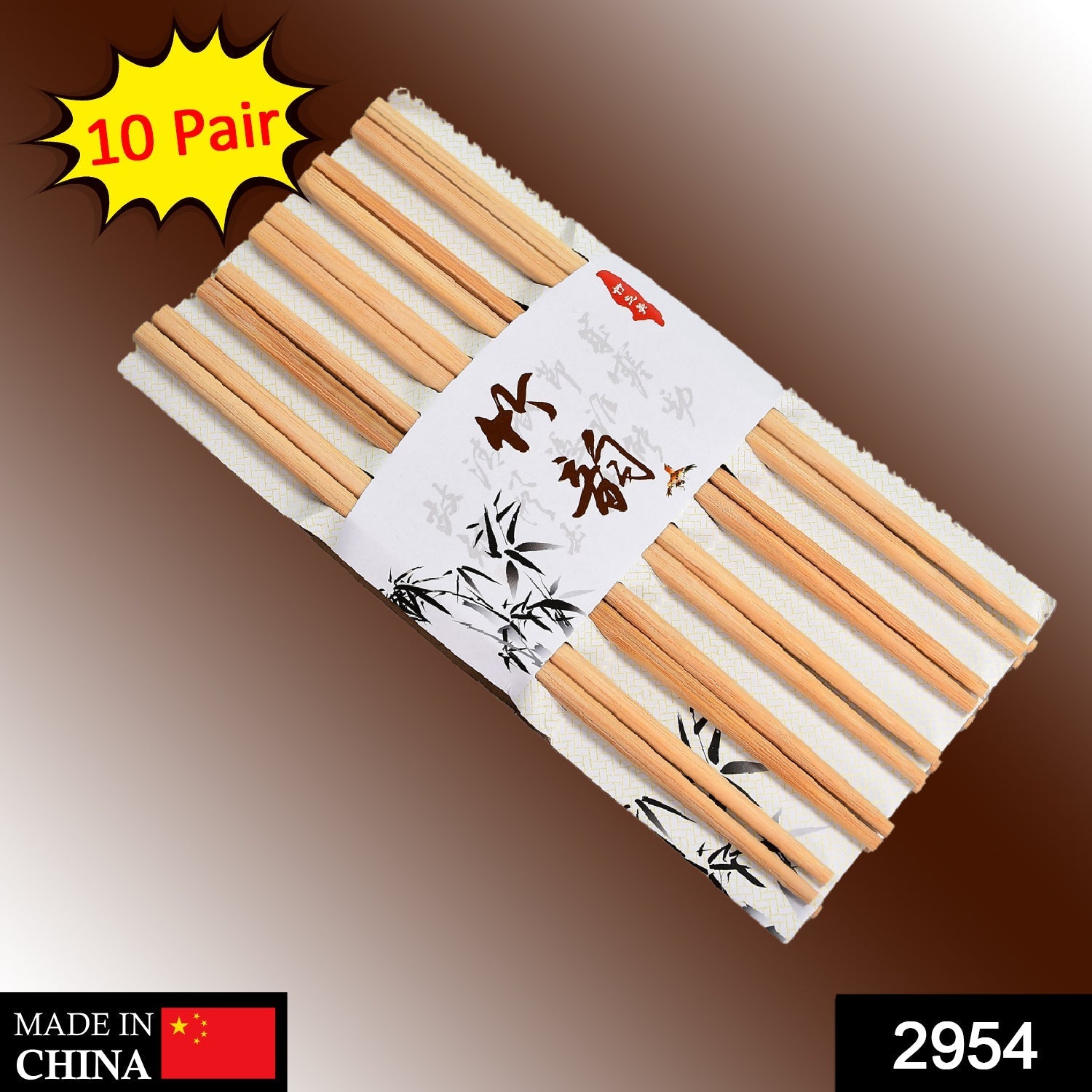 2954 Designer Natural Round Bamboo Reusable Chopsticks DeoDap