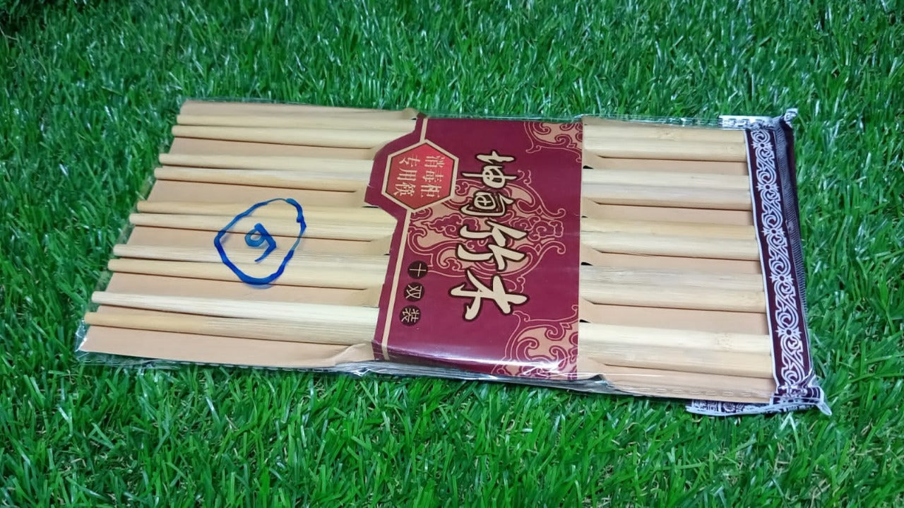 2958 Designer Natural Round Bamboo Reusable Chopsticks DeoDap