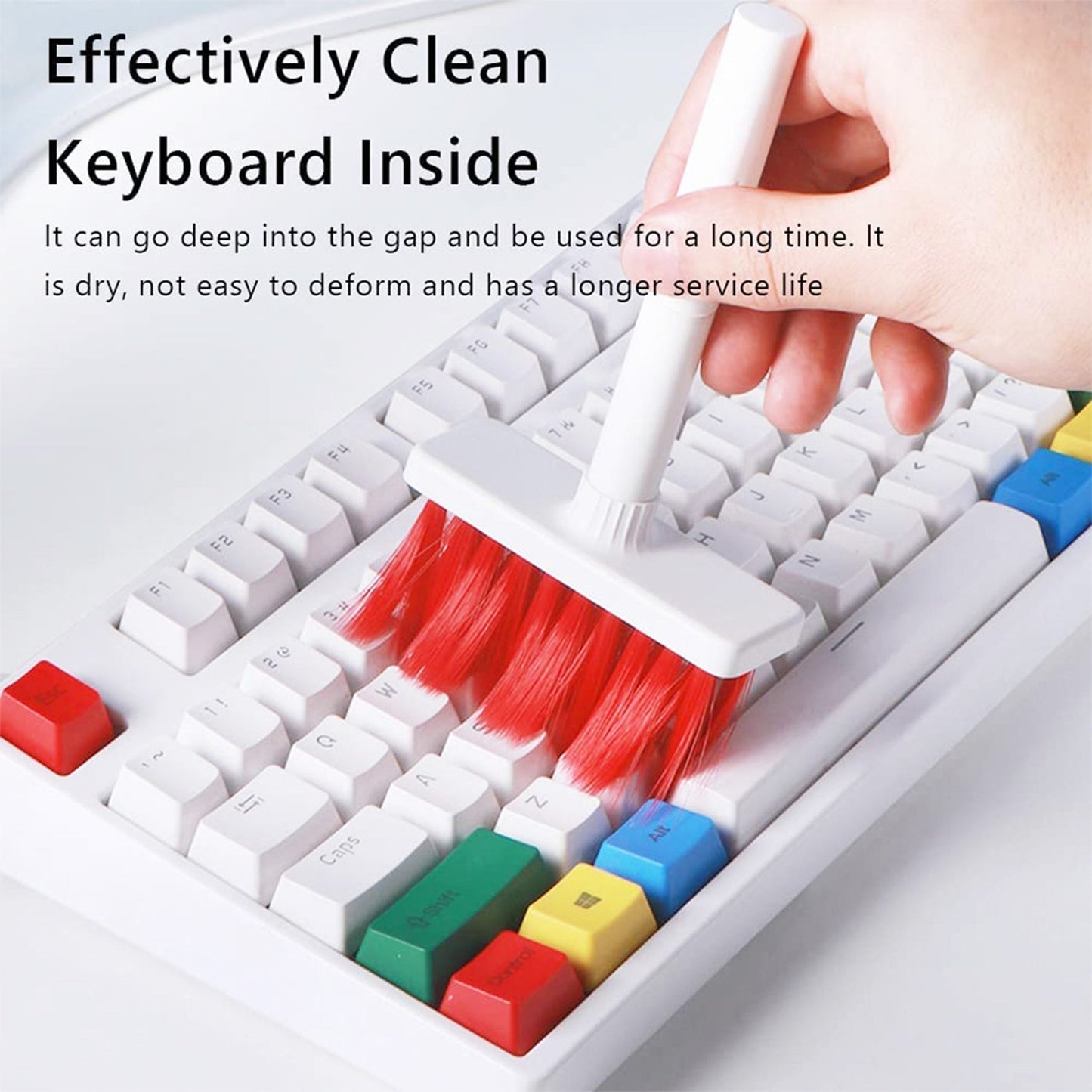 6246 5in1 Multi-Function Soft Dust Clean Bush for Computer Cleaning, with Corner Gap Duster Keycap Puller Remover for Gamer Pc (White) DeoDap