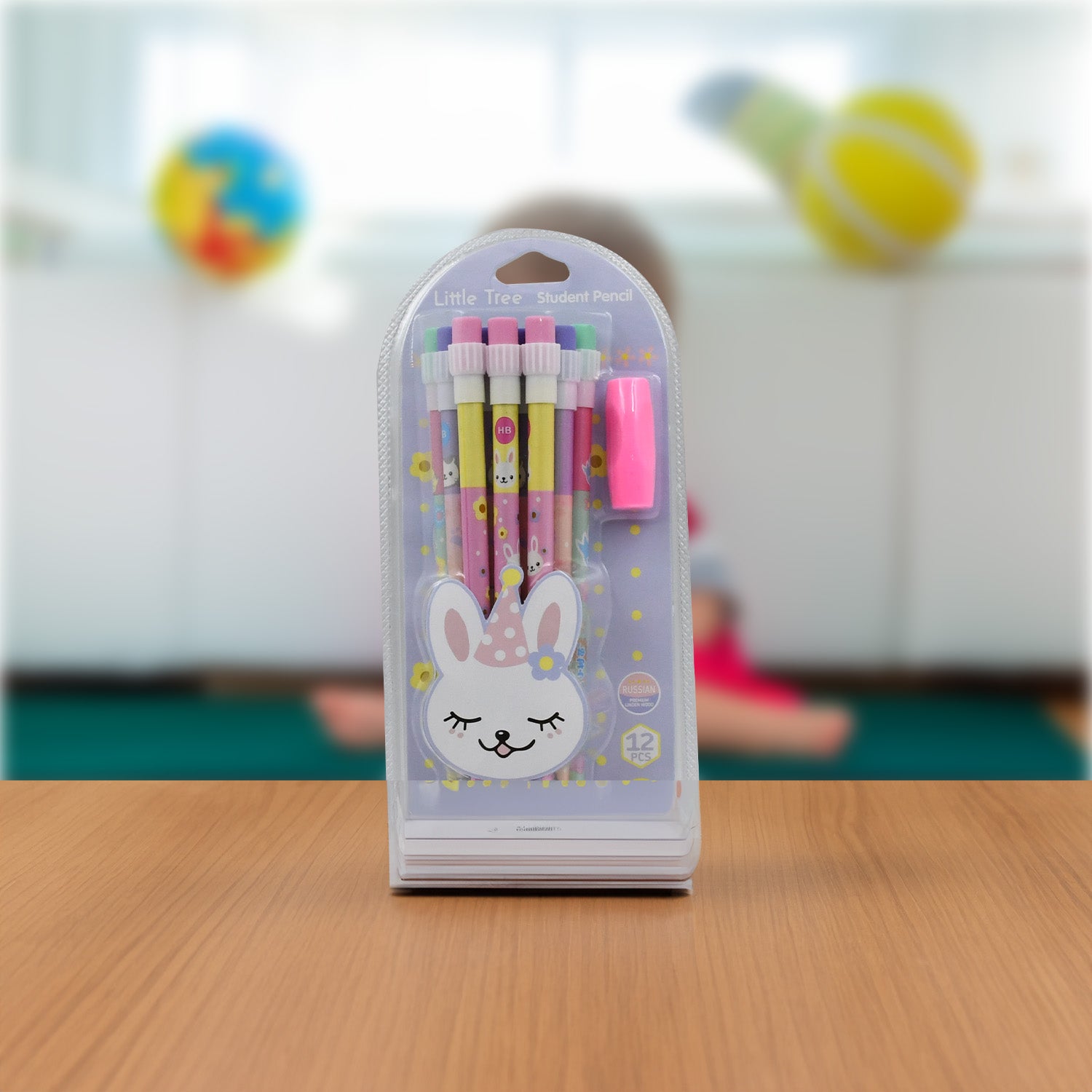 4396 Cute Rabbit Bear Drawing Graphite Writing Pencil Set with Pencil Sharpener & Eraser, Pencil and Eraser Set with Eraser for Kids, for Girls, Fancy School Stationary, Birthday Party Return Gift (14 Pc Set)