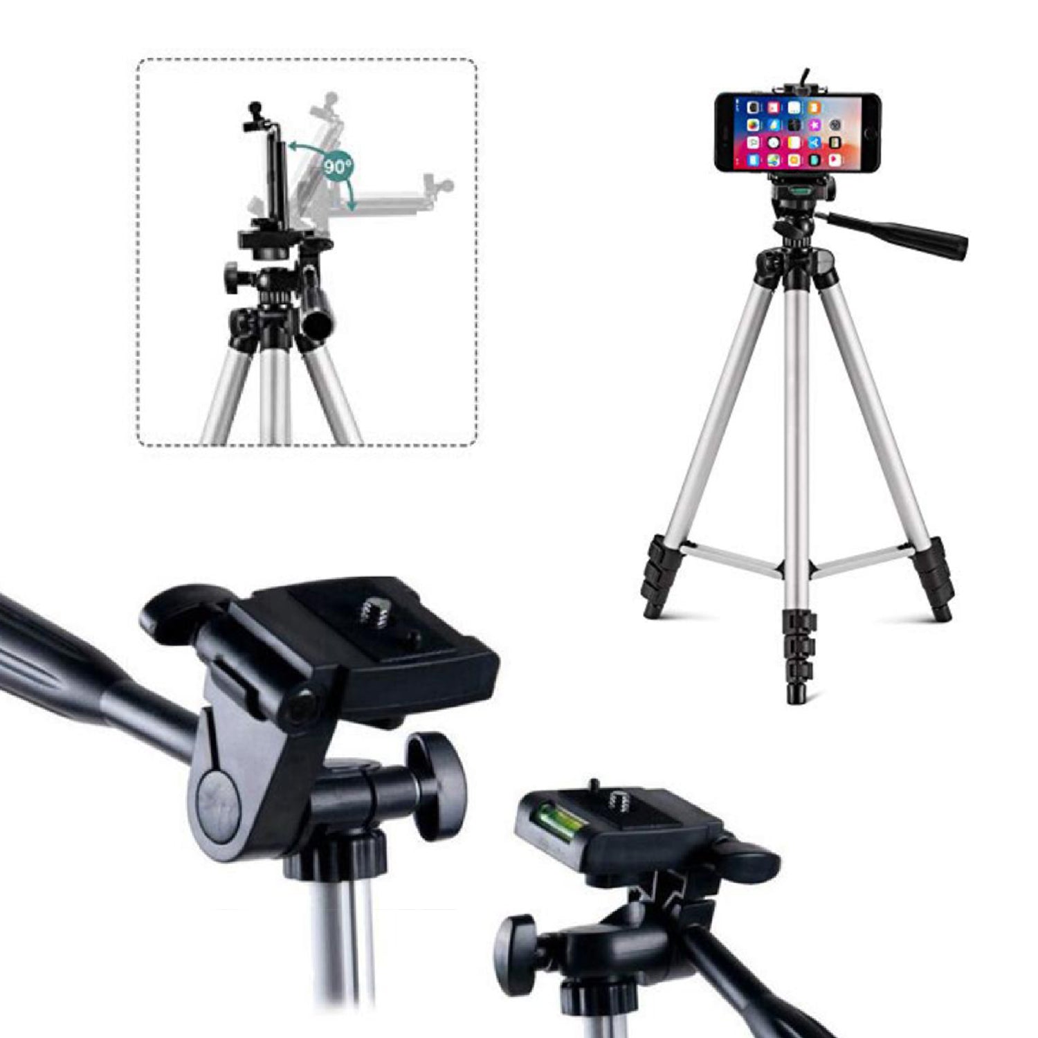 6253 Universal Lightweight Tripod with Mobile Phone Holder Mount & Carry Bag for All Smart Phones DeoDap