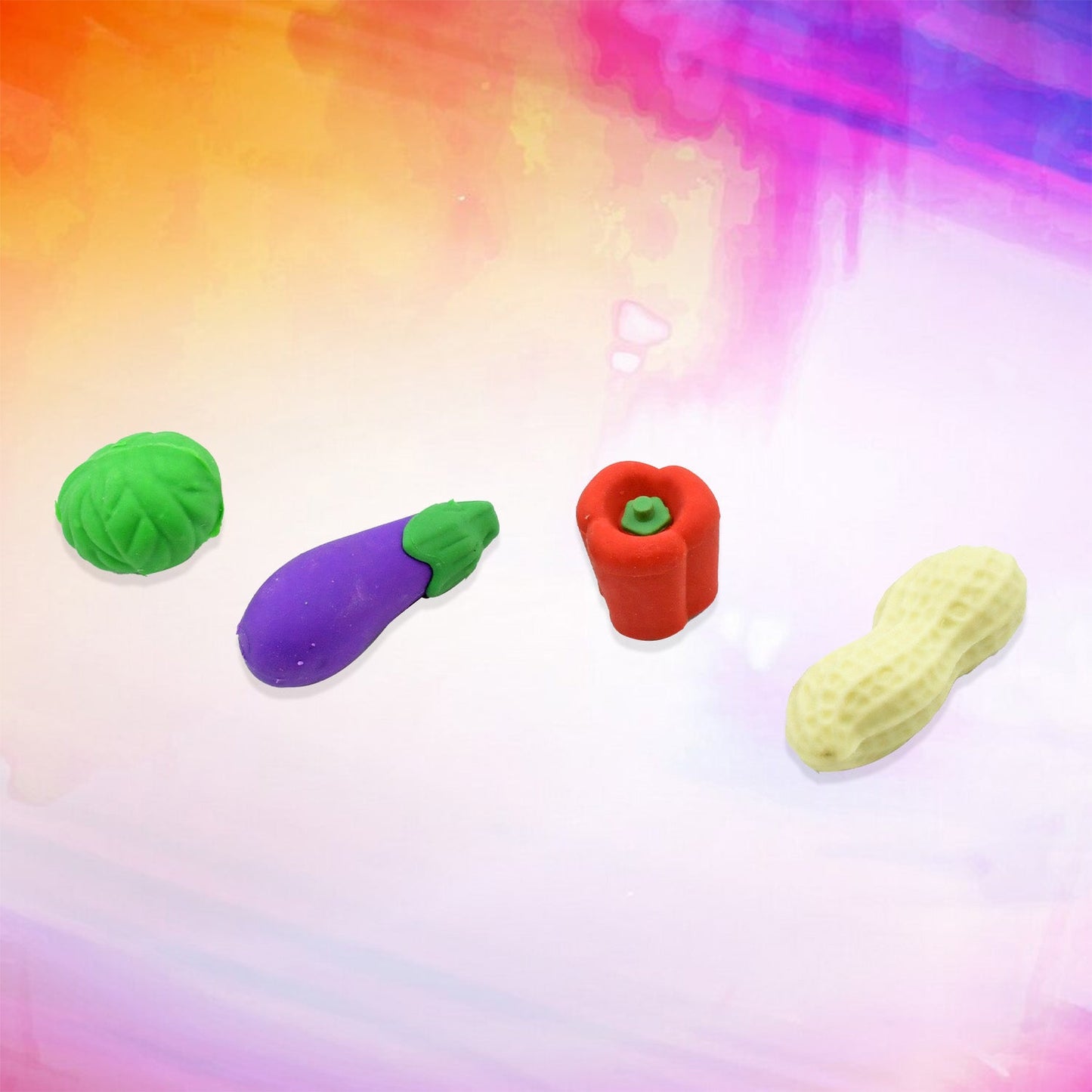 Mini Cute Vegetables and Fruits Erasers or Pencil Rubbers for Kids, 1 Set Fancy & Stylish Colorful Erasers for Children, Eraser Set for Return Gift, Birthday Party, School Prize,3D Erasers  (4 pc Set)