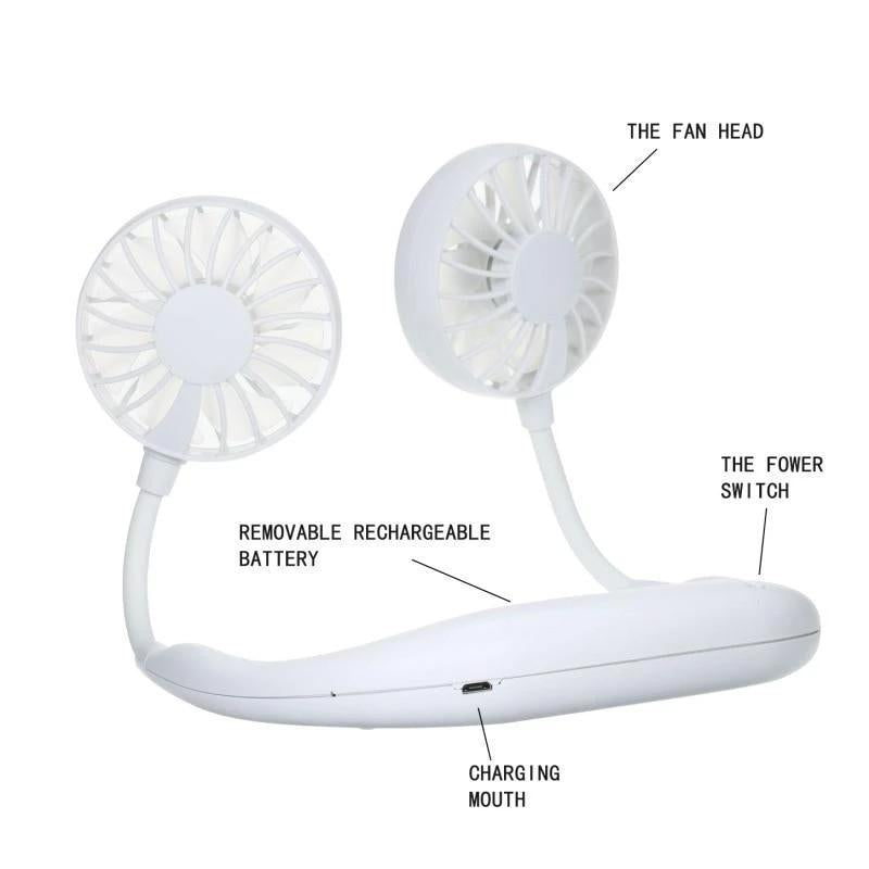 875 Portable USB Battery Rechargeable Mini Fan - Headphone Design Wearable Neckband Fan DeoDap