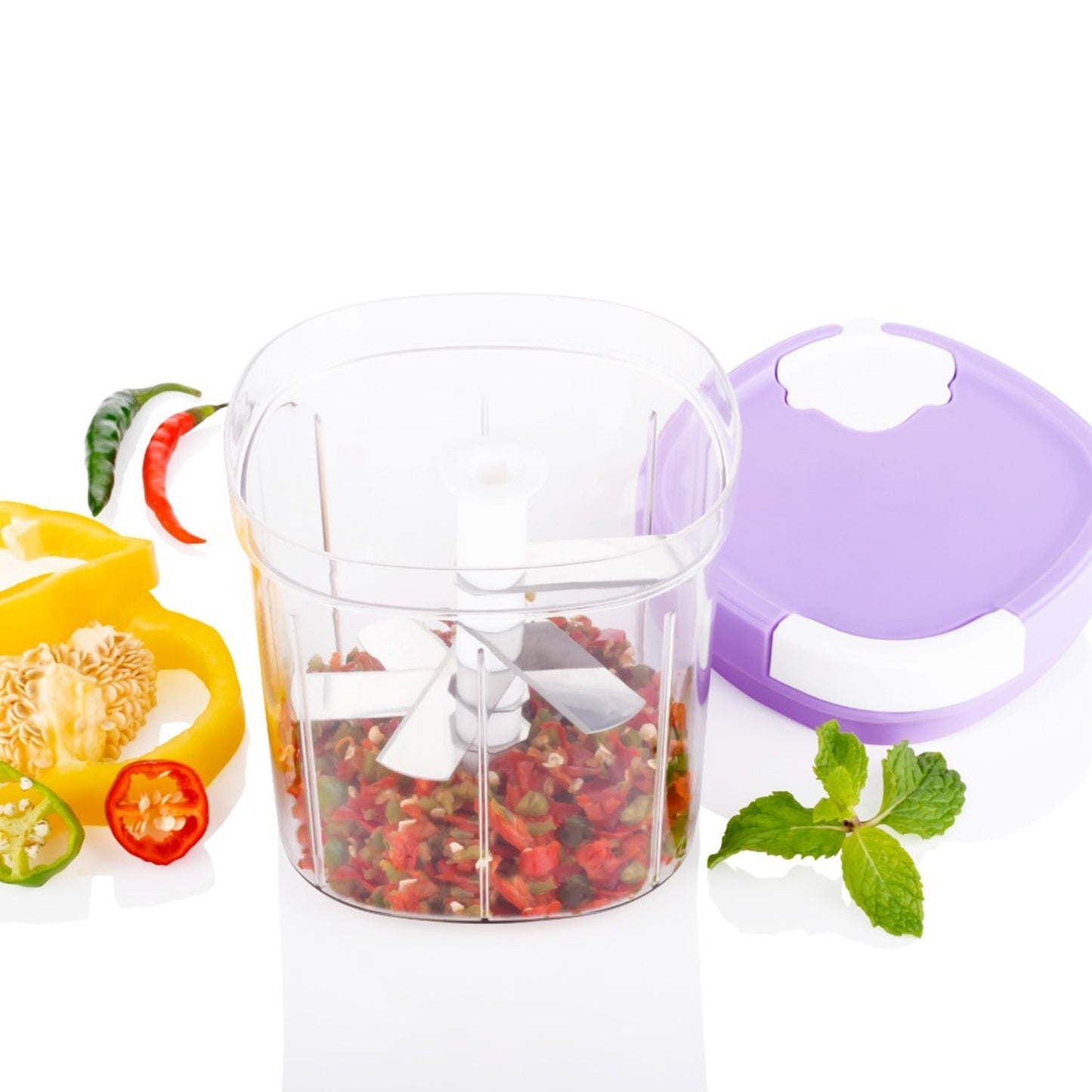 2672 2in1 Handy Chopper And Slicer For Home & kitchen (600ML Capacity) DeoDap