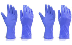 666 - Flock line Reusable Rubber Hand Gloves (Blue) - 1pc DeoDap