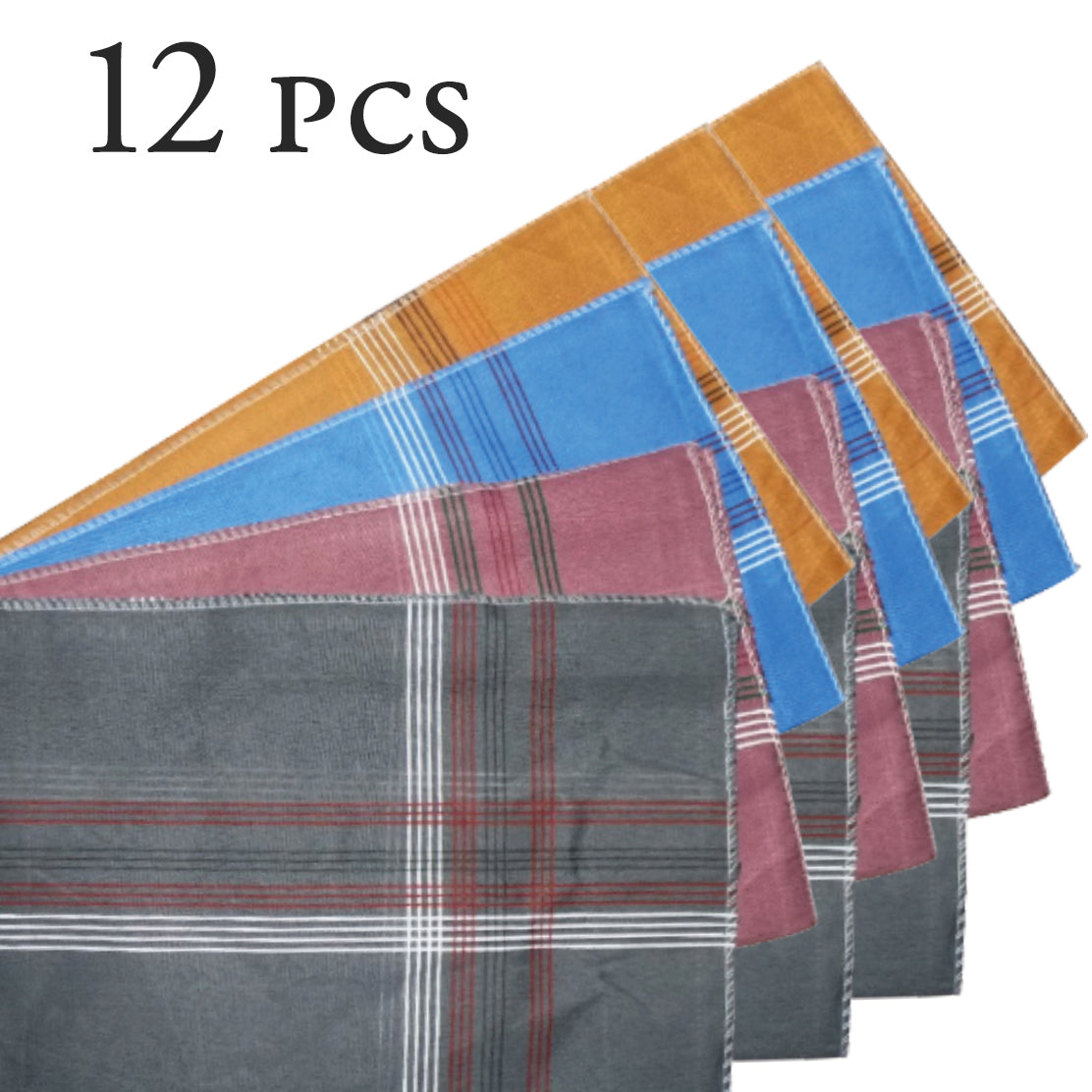 1532 Men's King Size Formal Handkerchiefs for Office Use - Pack of 12 DeoDap