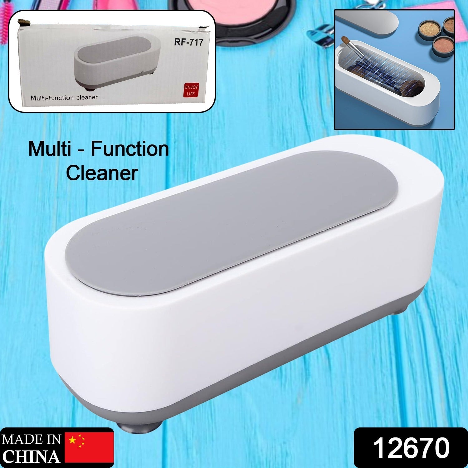 12670 Ultrasonic Jewelry Cleaner Machine Portable Professional Mini Household Sonic Cleaning Machine for Jewelry, Necklaces, Dentures, Eyeglasses, Watches, Watch Strap, Rings, Retainer, Coins Ultrasonic Vibration Machine (Battery Not Included)