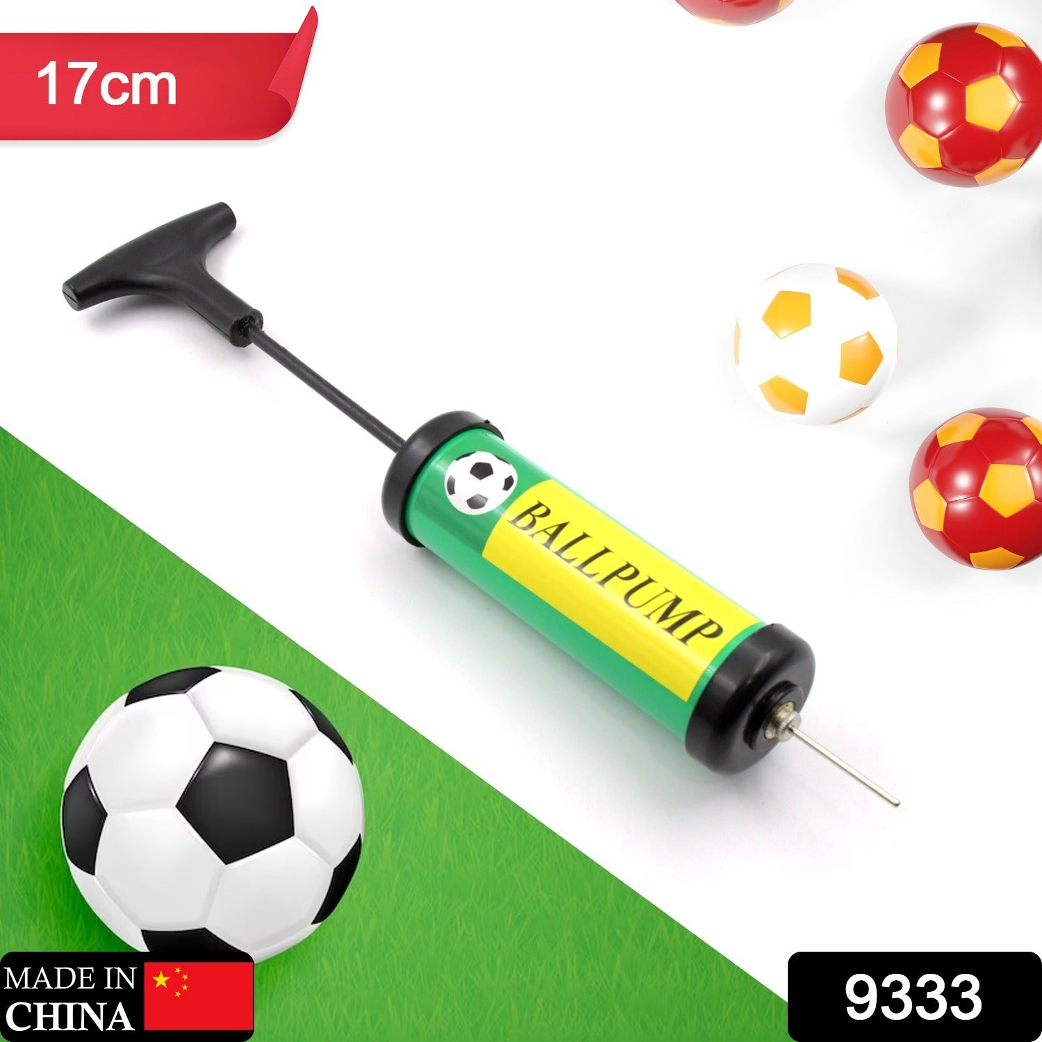 9333 Inflator Air Ball Pump Soft Bouncing Ball Development Kids Toy, Sports Plastic Pump for Soccer, Basketball, Football, Volleyball Ball (17 Cm)