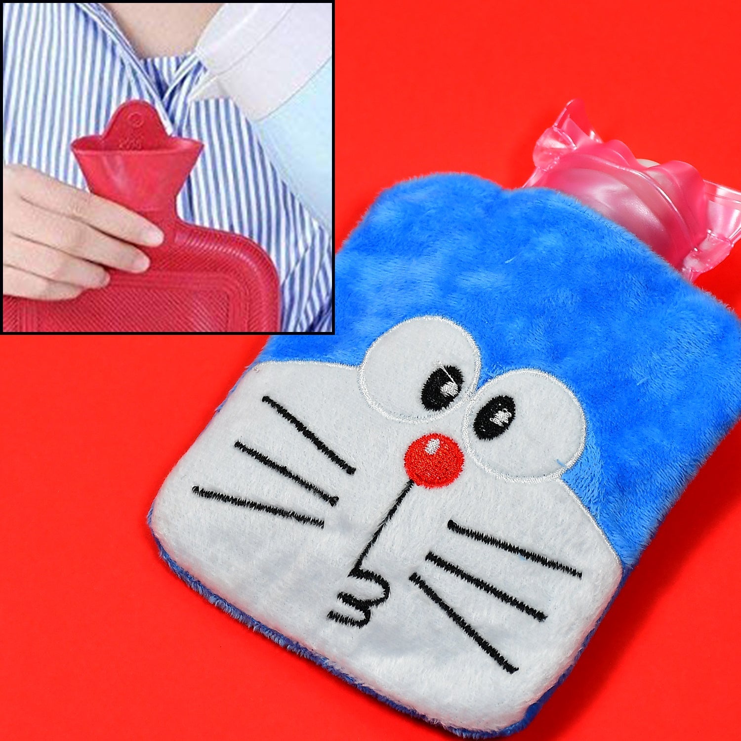 6504 Doremon small Hot Water Bag with Cover for Pain Relief, Neck, Shoulder Pain and Hand, Feet Warmer, Menstrual Cramps. DeoDap