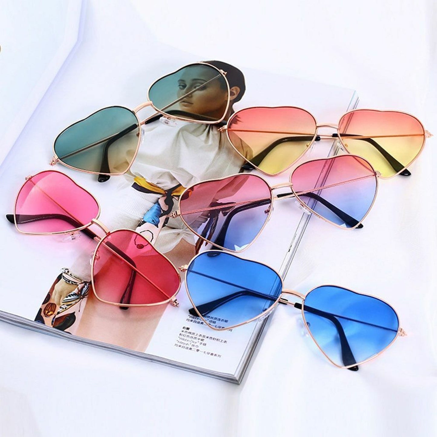 4952 Multi color Heart Shaped Metal Reflective Mirror Lens Women's Sunglasses DeoDap